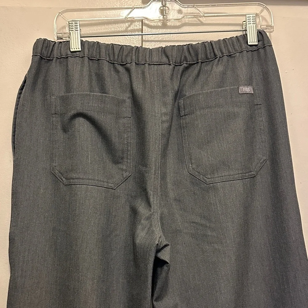 Figs Charcoal Pants with Teal Drawstring